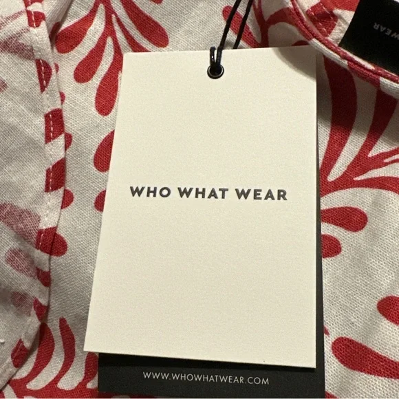 Who What Wear Women’s Red & Off White Linen Blend Sleeveless Ruffle Size XL NWT - Picture 7 of 10
